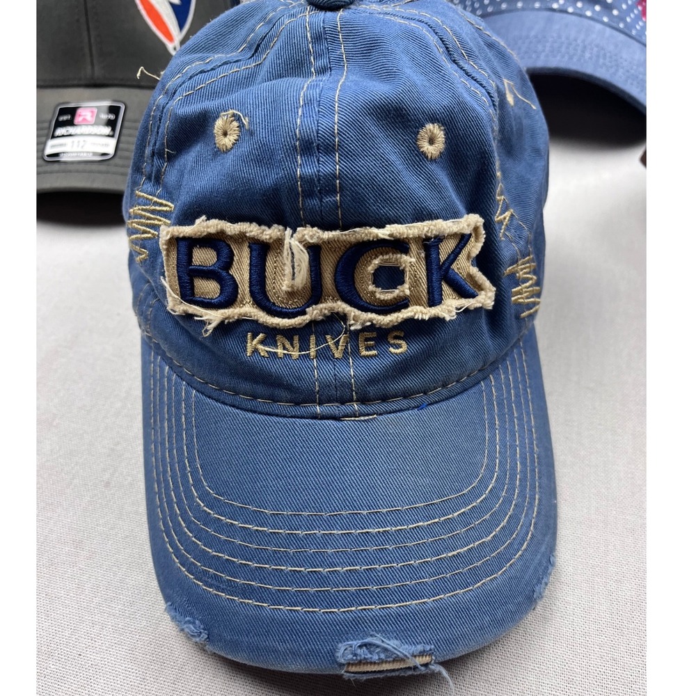 Buck Knives Outdoor Cap Blue Distressed Baseball Hat Adjustable Est 1902